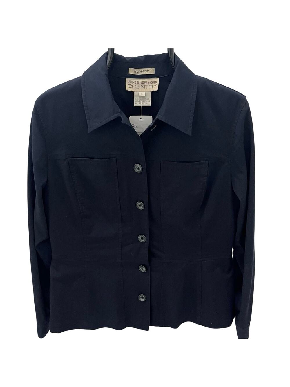 Jones New York Country Women's 8 Black Stretch Shirt Button Down Jacket